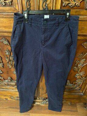 GAP Girlfriend Khakis Navy Blue Pants Chinos Size 4 Tall Preppy School Work.